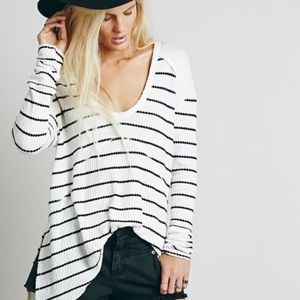 Free People Striped Sunset High Low Thermal Tunic